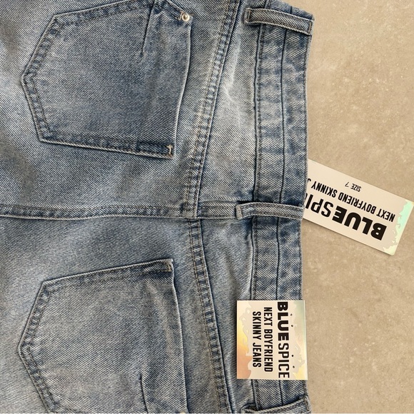 BLUE SPICE Womens Next Boyfriend Skinny JEANS -Size 7 Light Wash Distressed NWT - Picture 5 of 5